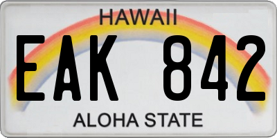 HI license plate EAK842
