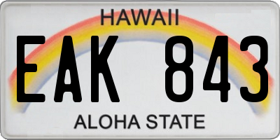 HI license plate EAK843