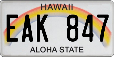 HI license plate EAK847