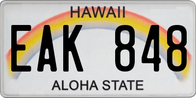 HI license plate EAK848