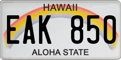 HI license plate EAK850