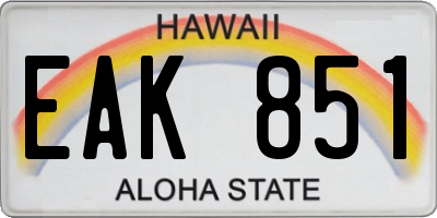 HI license plate EAK851