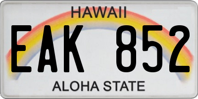 HI license plate EAK852