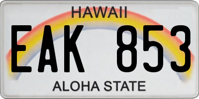 HI license plate EAK853