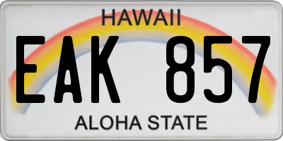 HI license plate EAK857