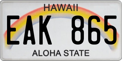 HI license plate EAK865
