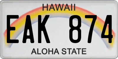 HI license plate EAK874