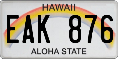 HI license plate EAK876