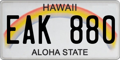 HI license plate EAK880