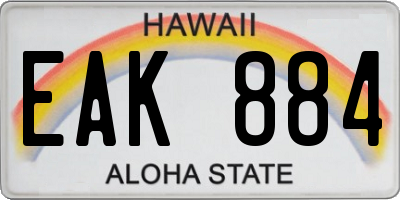 HI license plate EAK884