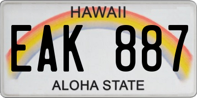 HI license plate EAK887