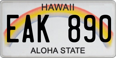 HI license plate EAK890