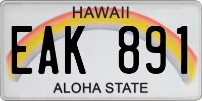 HI license plate EAK891