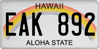 HI license plate EAK892