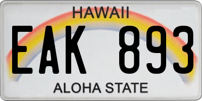 HI license plate EAK893