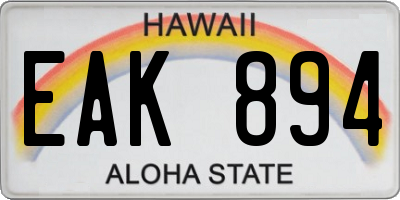 HI license plate EAK894