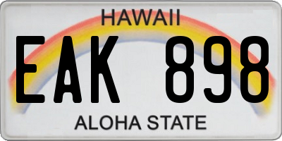 HI license plate EAK898