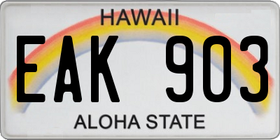 HI license plate EAK903