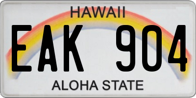HI license plate EAK904