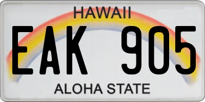 HI license plate EAK905