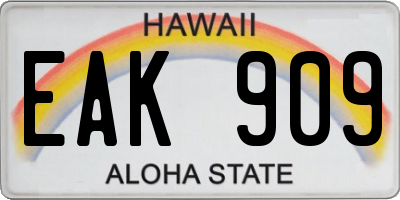 HI license plate EAK909