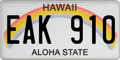 HI license plate EAK910