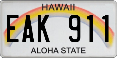 HI license plate EAK911