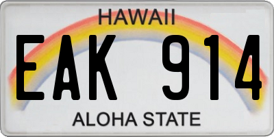 HI license plate EAK914