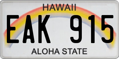 HI license plate EAK915