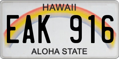 HI license plate EAK916