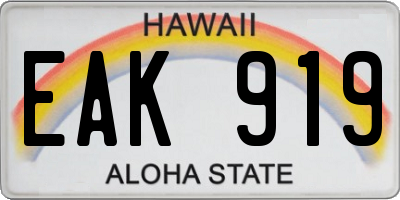 HI license plate EAK919