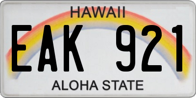 HI license plate EAK921