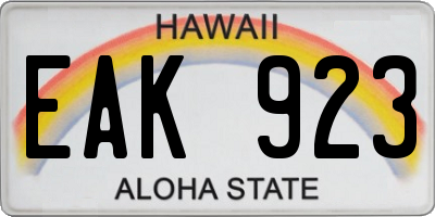 HI license plate EAK923