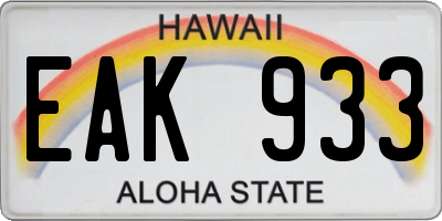 HI license plate EAK933