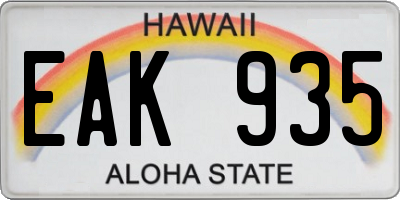 HI license plate EAK935