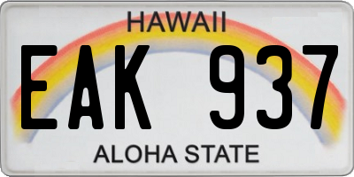 HI license plate EAK937