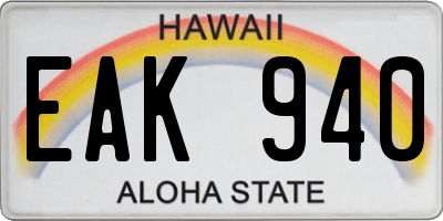 HI license plate EAK940