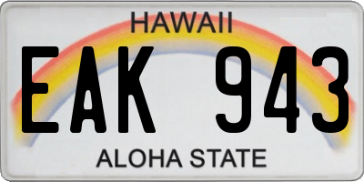 HI license plate EAK943