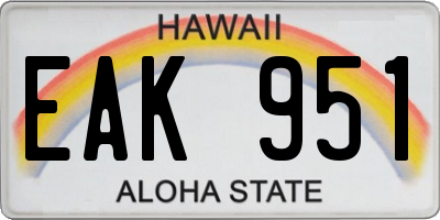 HI license plate EAK951