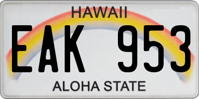 HI license plate EAK953