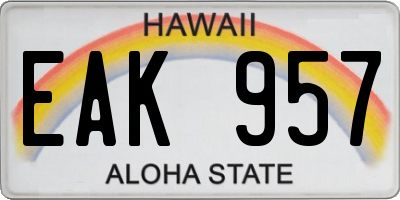 HI license plate EAK957