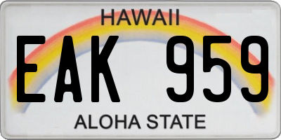 HI license plate EAK959