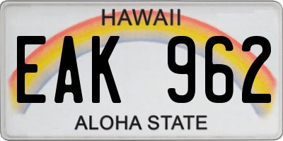 HI license plate EAK962