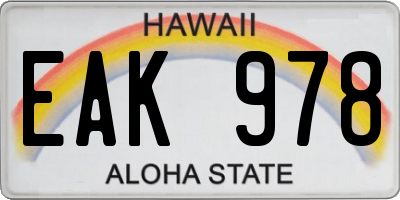 HI license plate EAK978