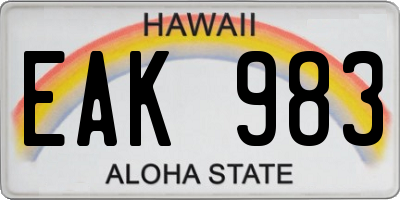 HI license plate EAK983