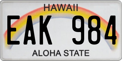 HI license plate EAK984