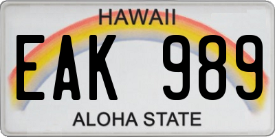 HI license plate EAK989