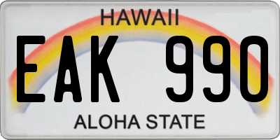 HI license plate EAK990