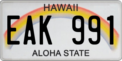 HI license plate EAK991