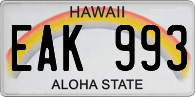 HI license plate EAK993